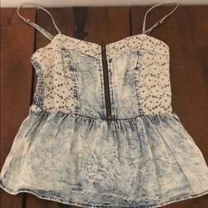 Denim and lace top